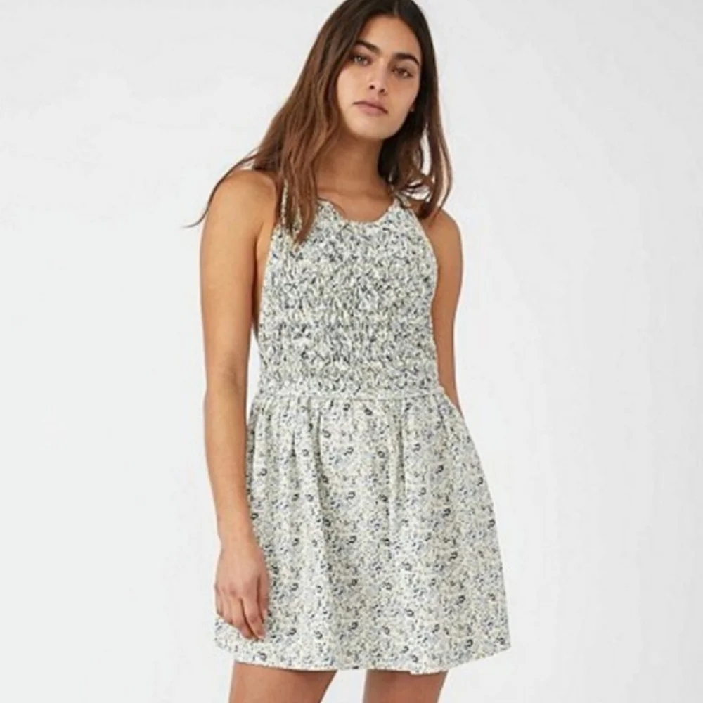 NWT Free People Petunia Cross Back Smocked Mini Dress. Size S - Picture 3 of 11